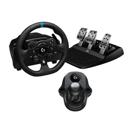 Nexuvira 923 Racing Wheel and Pedals, TRUEFORCE Force Feedback, Real Leather